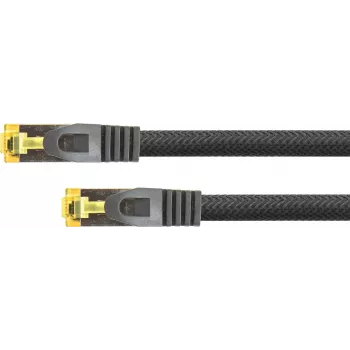 Python® Series RJ45 patch kábel s Cat.7 káblom, ochrana proti zlomeniu (RNS®) a nylonový plášť, S/FTP, PiMF, bezhalogénový, 600 MHz, OFC, čierny, 15 m (8070PY-150S)