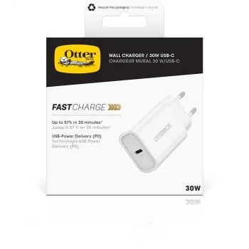 Nástenná nabíjačka OTTERBOX 30W USB-C PD biela — 30W výstup, jeden USB‑C konektor