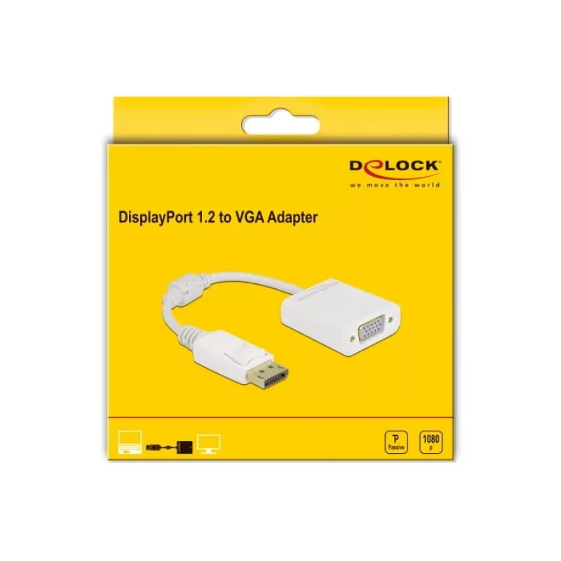 Adaptér DisplayPort 1.2 konektor samec na VGA konektor samica DeLOCK 61007