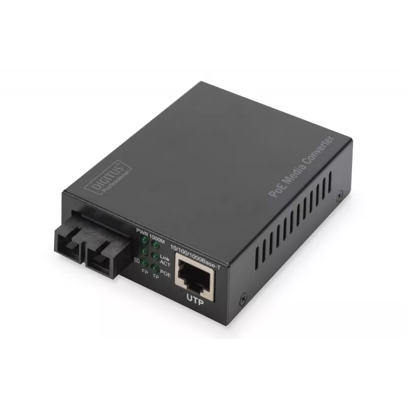 Digitus Gigabit PoE mediálny konvertor, RJ45 / SC, MM, PSE