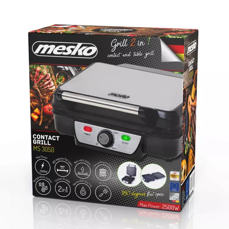 Mesko MS 3050 Kontaktný gril, 1800 W, čierna/nerez
