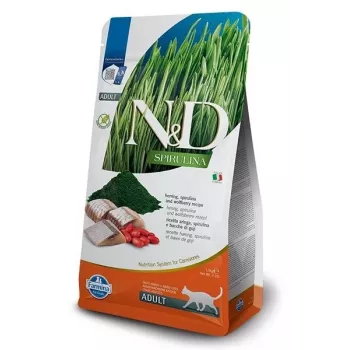 Suché krmivo pre mačky Farmina N&D Spirulina sleď 1,5 kg — bez obilnín, 44 % bielkovín, 20 % tuku