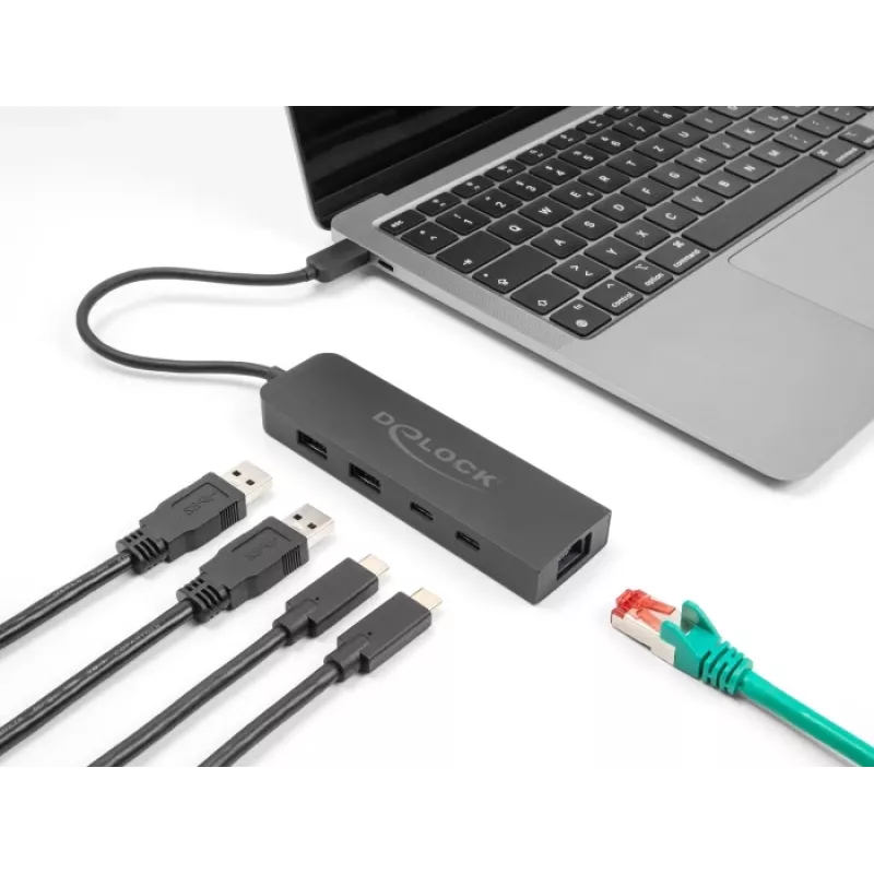 USB hub DeLOCK 10 Gbit/s s 2,5-Gigabit LAN a PD 85 Watt