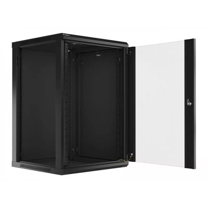 Nástenný rack LANBERG WF01-6618-10B, 18U, 600×600×907 mm, čierny, 60 kg
