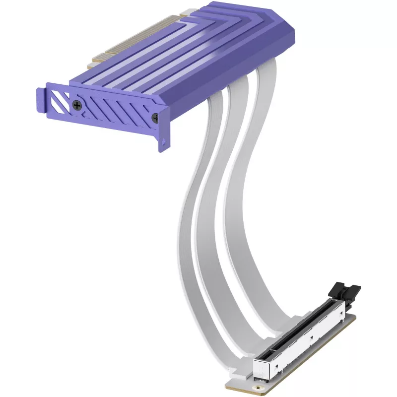 PCIe 5.0 Hyper Riser kábel od HYTE, model ACC-HYTE-PCIE50-TM, 20 cm, fialový/biely