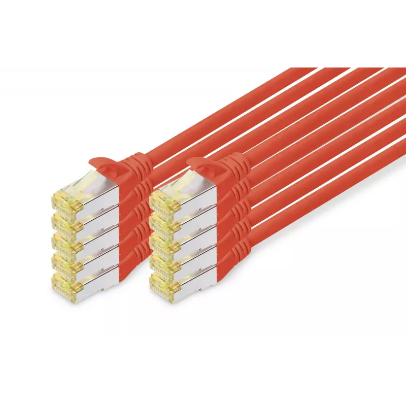 Digitus DK-1644-A-020-R-10 Prepojovací kábel CAT 6A S/FTP 2 m, červený, balenie 10 ks
