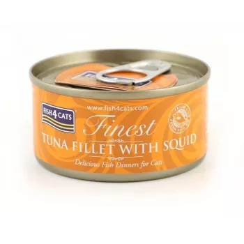 FISH4CATS tuniakové filé s kalmárom - mokré krmivo pre mačky - 70 g