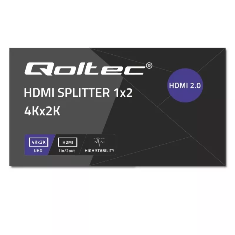 Qoltec 51797 Aktívny HDMI splitter 2 x HDMI 4K x 2K | 6 Gb/s | 60 Hz