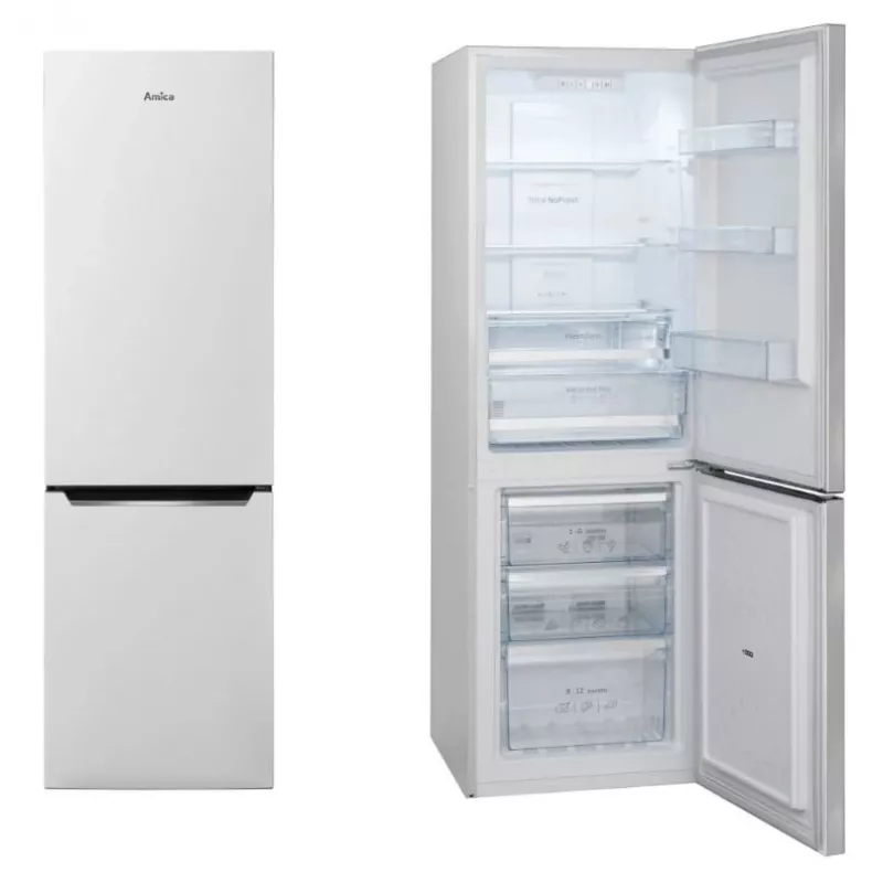 Chladnička s mrazničkou AMICA FK2695.2FT(E) — 269 l, mraznička dole, biela, R600a
