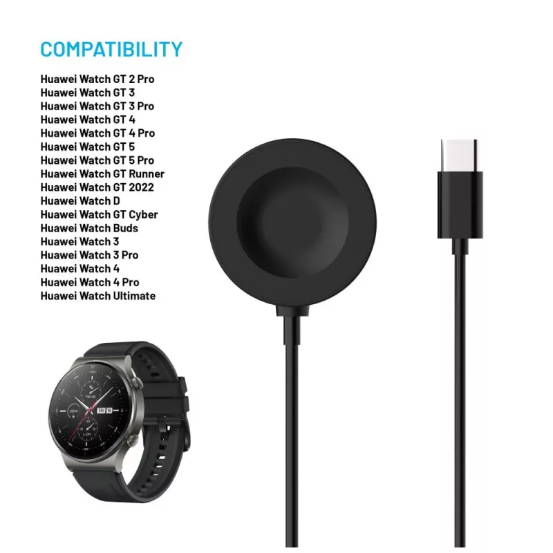 Pevný USB-C kábel pre Huawei Watch GT/GT 3 Pro/Watch 4/4 Pro/Watch 5/5 Pro od FIXED