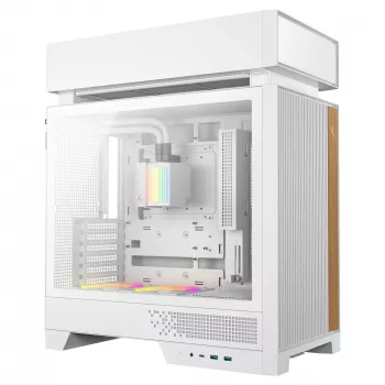 Skriňa desktop PC DeepCool CL6600 WH — biela, podporuje ATX/PS2/SFX/SFX-L napájacie zdroje, 140 mm vpredu, 120/140 mm hore/vzadu, 2,5 palcové a 3,5 palcové disky