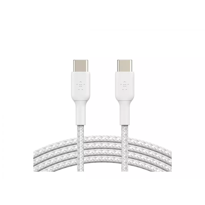 Kábel opletený USB-C na USB-C 1 m biely