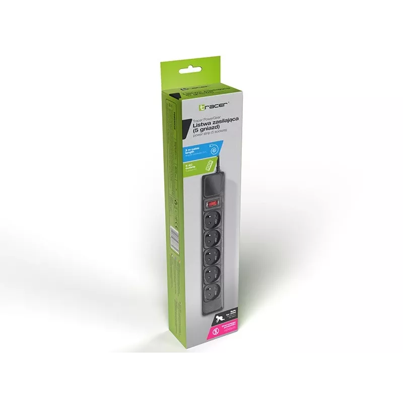 Tracer PowerWatch čierna 5 AC zásuviek 3 m Type-C