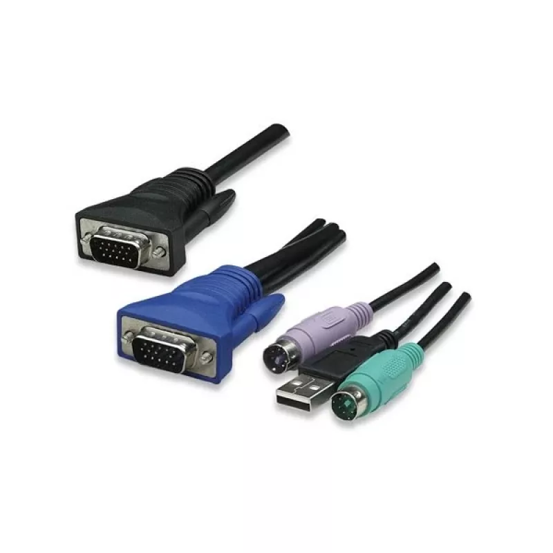 Intellinet 8-portový rackový KVM prepínač, Combo USB + PS/2, On-Screen-Display, káble v balení (Euro 2-pin konektor)