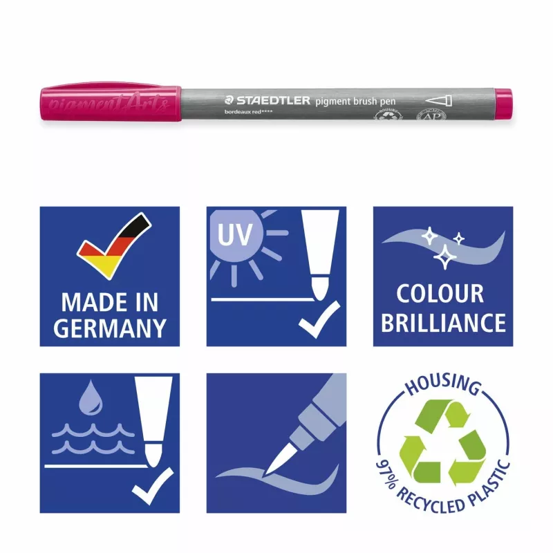 Staedtler Design Journey 371 BK4-2 sada pigmentových štetcových fixiek, Lake Colors, 4 ks