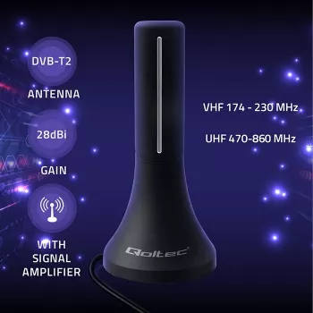 Televízna anténa QOLTEC TV DVB-T/T2 Qoltec (interiér/exteriér) Model 57065