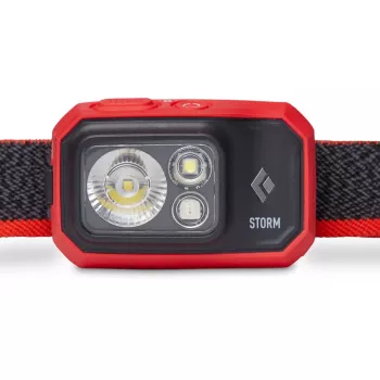 Čierna čelová lampa Diamond Storm 450 s čiernou, červenou čelenkou