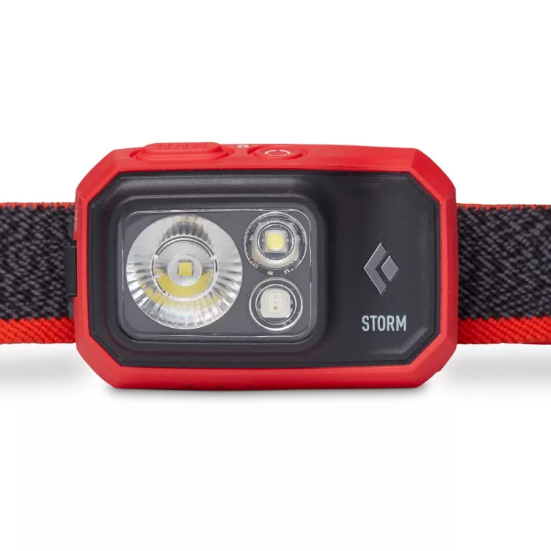 Čierna čelová lampa Diamond Storm 450 s čiernou, červenou čelenkou