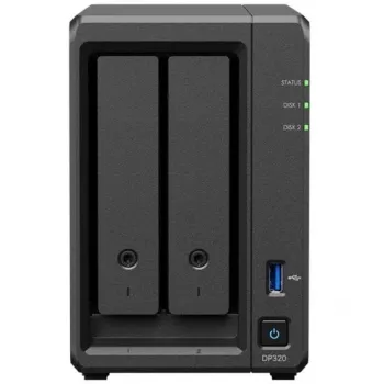 NAS úložný server SYNOLOGY DP320 desktop R1600, 8 GB RAM, 16 TB, 2-bay, podpora HDD, RAID, čierna