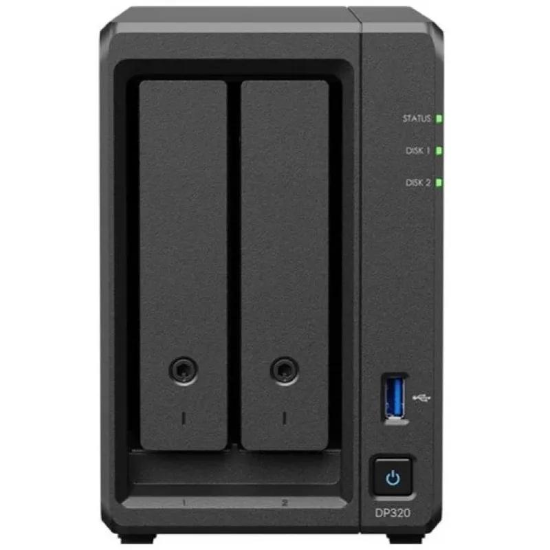 NAS úložný server SYNOLOGY DP320 desktop R1600, 8 GB RAM, 16 TB, 2-bay, podpora HDD, RAID, čierna
