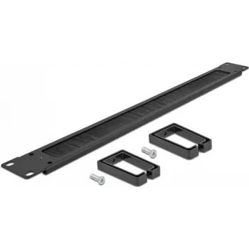 DeLOCK Káblový manažment so štetinovou lištou s 2 háčikmi - panel na vedenie káblov so štetinami - čierna - 1U - 48,3 cm (19) (66486)