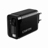 Nabíjačka CANYON OnCharge 65RC s integrovaným USB-C káblom, 65 W, 1x PD, 1x QC, EU zástrčka, čierna