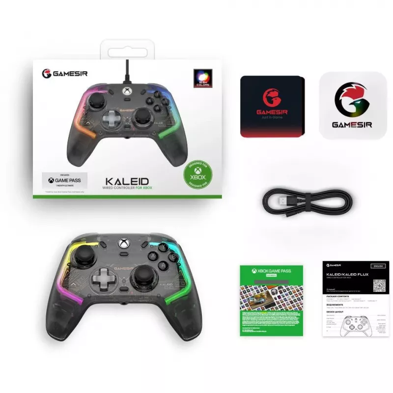 GameSir gamepad Kaleid čierna transparentná káblový USB Type-C pre Xbox One / Xbox Series X / Series S, 3 m kábel