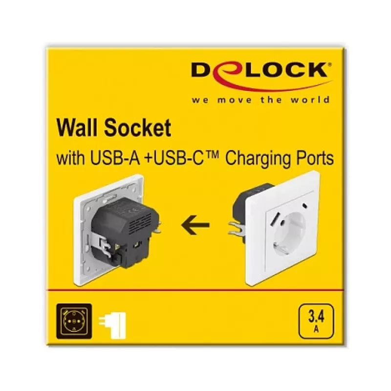 DeLOCK 11489 zásuvka CEE 7/3 + USB biela 250V 16A