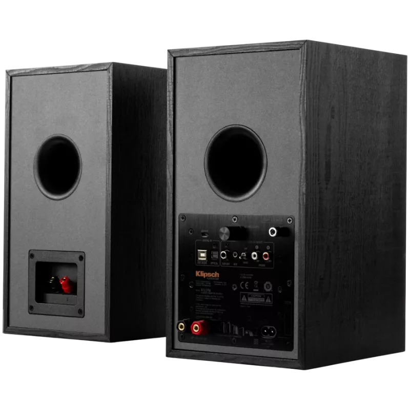 Aktívny regálový reproduktor KLIPSCH R-51PM — káblový & bezdrôtový, 120 W, čierny/meď