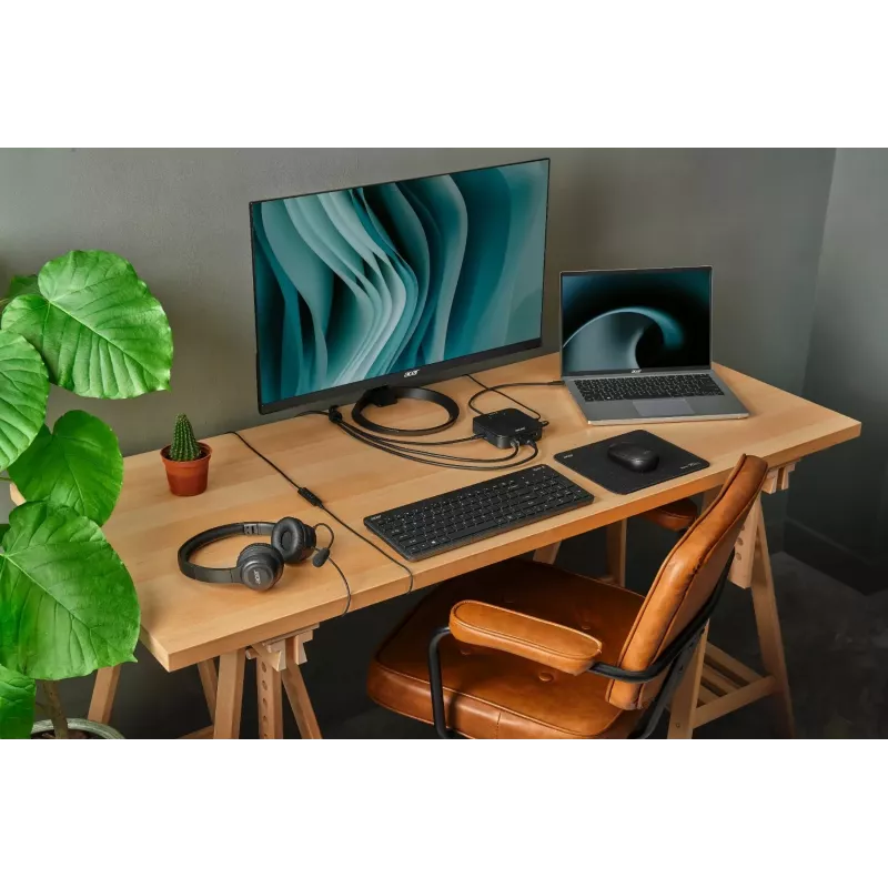 Acer AHW154 GP.HDS11.02D drôtová kancelárska náhlavná súprava, stereo, jack konektor, zabudovaný flexibilný mikrofón, čierna