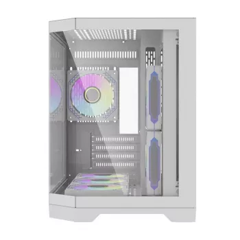 Darflash FT418 počítačová skriňa + 6 aRGB ventilátorov (biela)