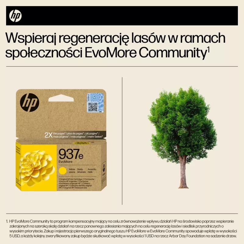 HP 937e EvoMore žltá originálna atramentová kazeta