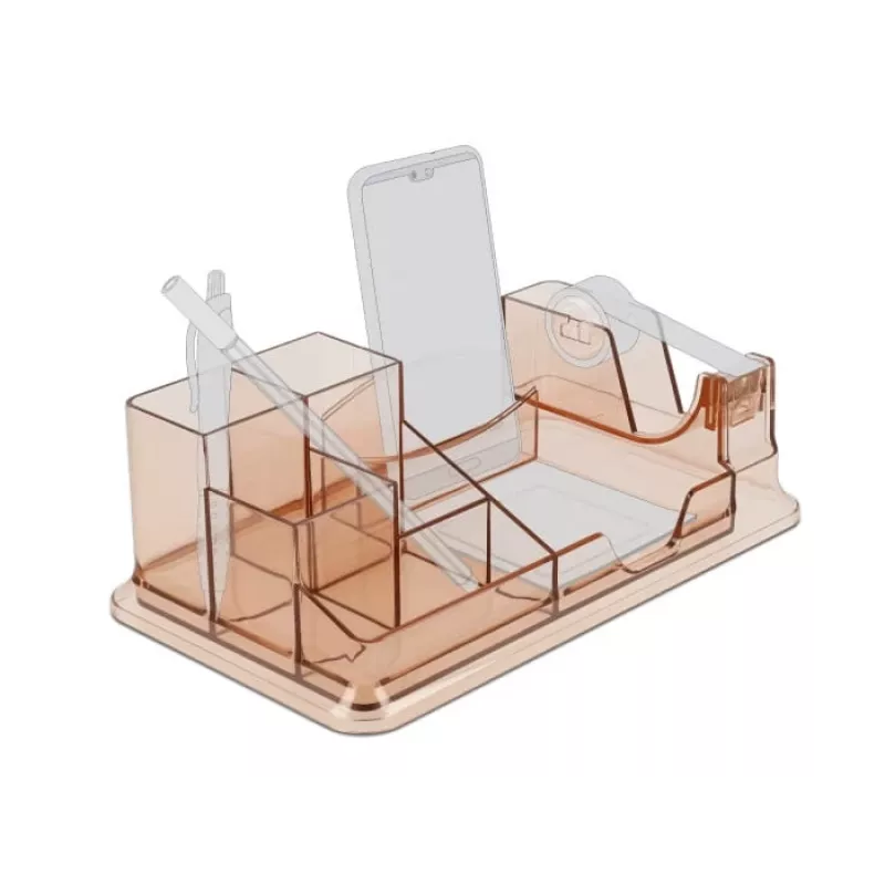 Organizér na stôl DeLOCK 18341 priehľadný hnedý plast 145x250x85mm