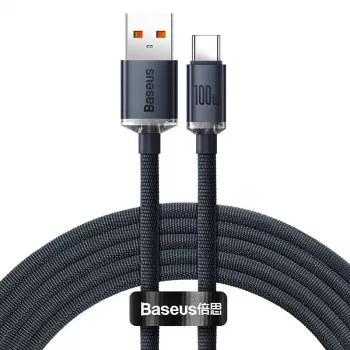 Baseus Crystal Shine kábel USB na USB-C, 100W, 2m (čierna)