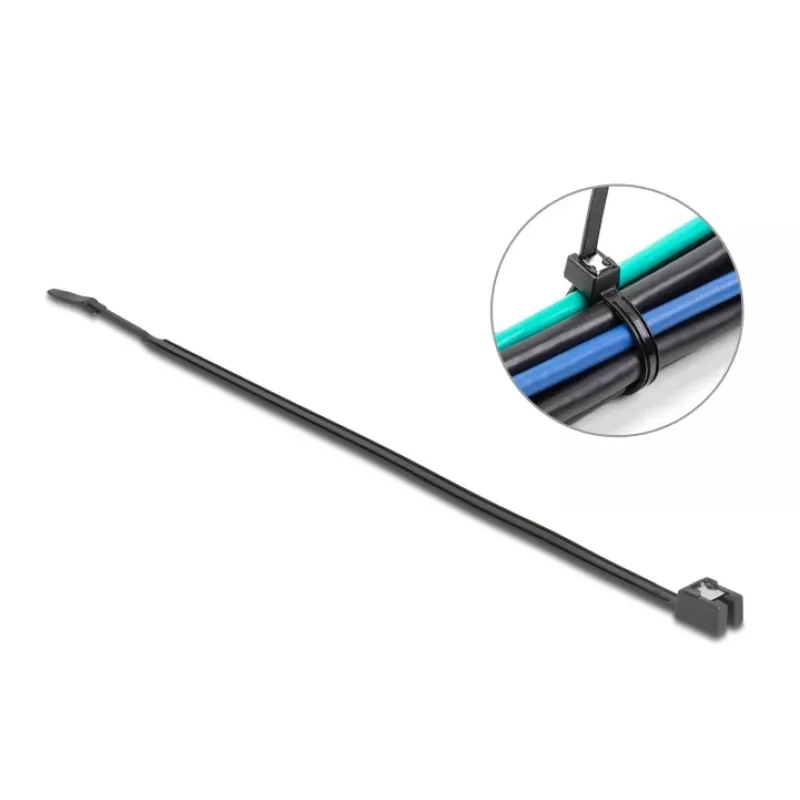 Káblové viazače DeLOCK 200x4,8 mm 50 kusov čierne