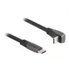 DeLOCK USB 2.0 plochý kábel USB Type-C konektor samec na USB Type-C konektor samec zahnutý PD 3.0 60 W 14 cm čierny