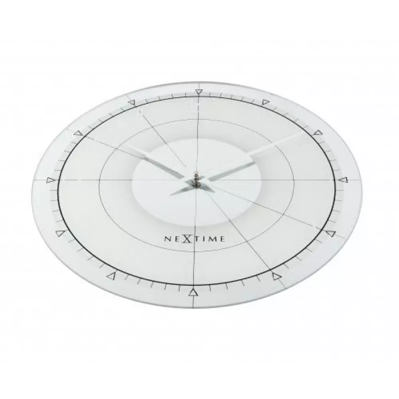 NeXtime hodiny 8125 Fancy Round, Ø43 cm, nástenné, biele/strieborné
