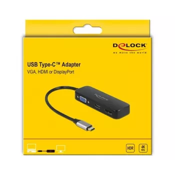 DeLOCK USB Type-C adaptér na VGA HDMI DisplayPort 4K 60 Hz