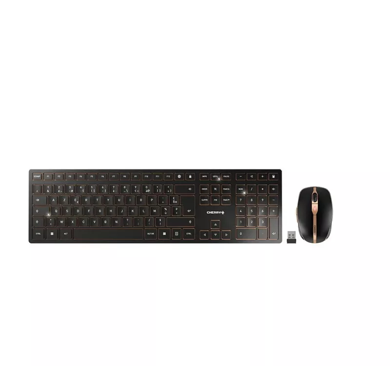 CHERRY DW 9100 slim klávesnica s myšou univerzálna RF Wireless + Bluetooth AZERTY francúzska čierna