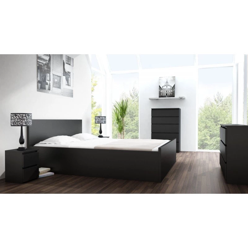 Nočný stolík top e shop M2 CZERŃ, 2 zásuvky, čierny, 300×300×400 mm