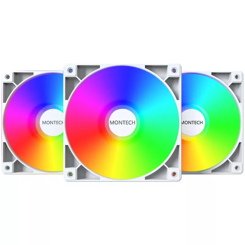 Sada ventilátorov do skrine Montech GF120 PWM ARGB 3-in-1 — 120-mm PWM ventilátor s ARGB osvetlením