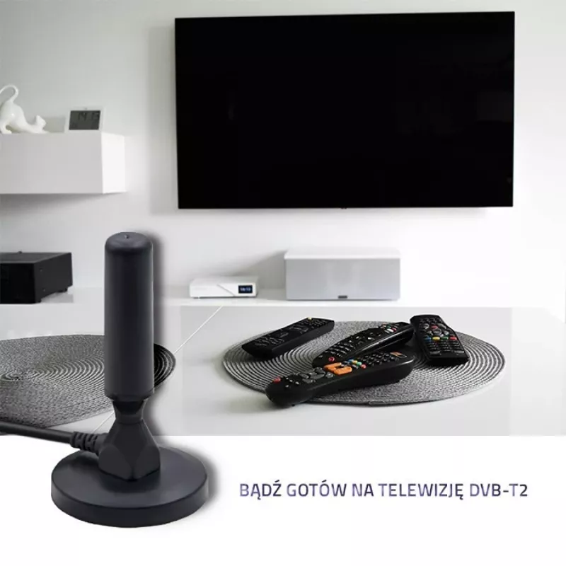 Vnútorná TV anténa QOLTEC 57016 DVB-T2 – kompaktný dizajn pre digitálny terestriálny príjem