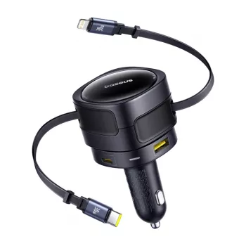 Auto nabíjačka Baseus Enjoyment Max 90W s USB-C, Lightning a USB-A konektormi