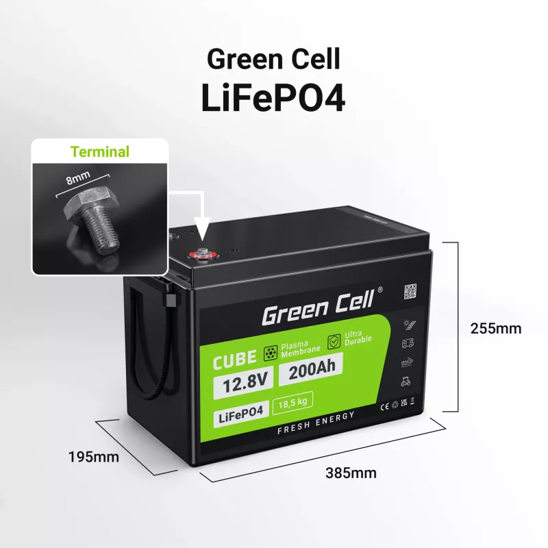 Greencell LiFePO4 batéria - 200Ah - 12.8V - 2560Wh L (CAV04S)
