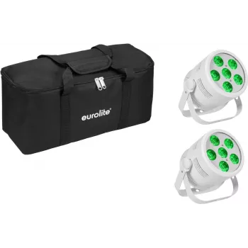 LED Par reflektor EUROLITE Silent Par 6 QCL Floor 2x so soft bag — kompaktný podlahový QCL LED par, 2 jednotky, transportná taška