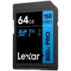 SDXC flash pamäť Lexar 64 GB UHS-I 800xPRO — trieda 10, U3, V30, 150 MB/s