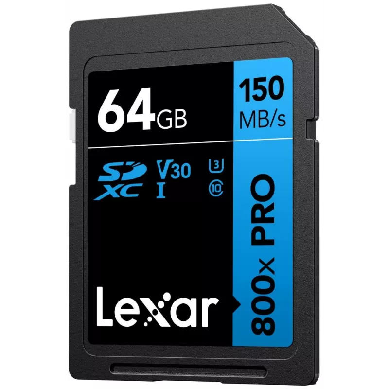 SDXC flash pamäť Lexar 64 GB UHS-I 800xPRO — trieda 10, U3, V30, 150 MB/s