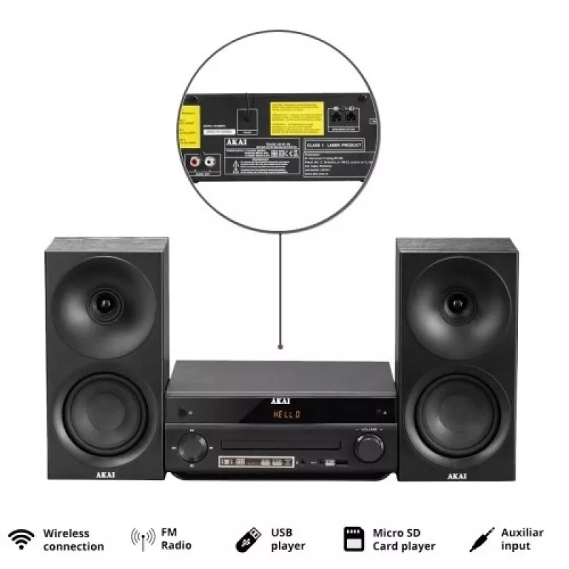 Audiosystém AKAI AM-301 BK Music Center – kompaktné domáce audio zariadenie