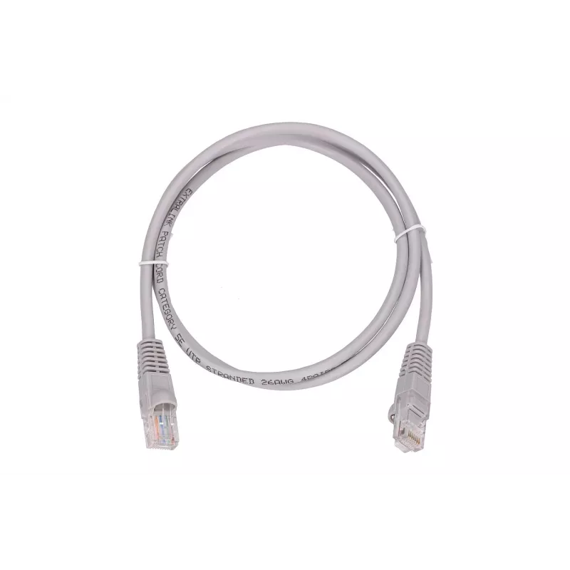 LAN patch kábel Extralink Cat5e UTP 1 m, RJ-45 na RJ-45, sivý