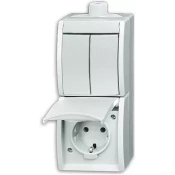 BUSCH JAEGER 2601/5/20EW-54-503 - CEE 7/3 - 2P+E - biela - IP44 - 250 V - 16 A